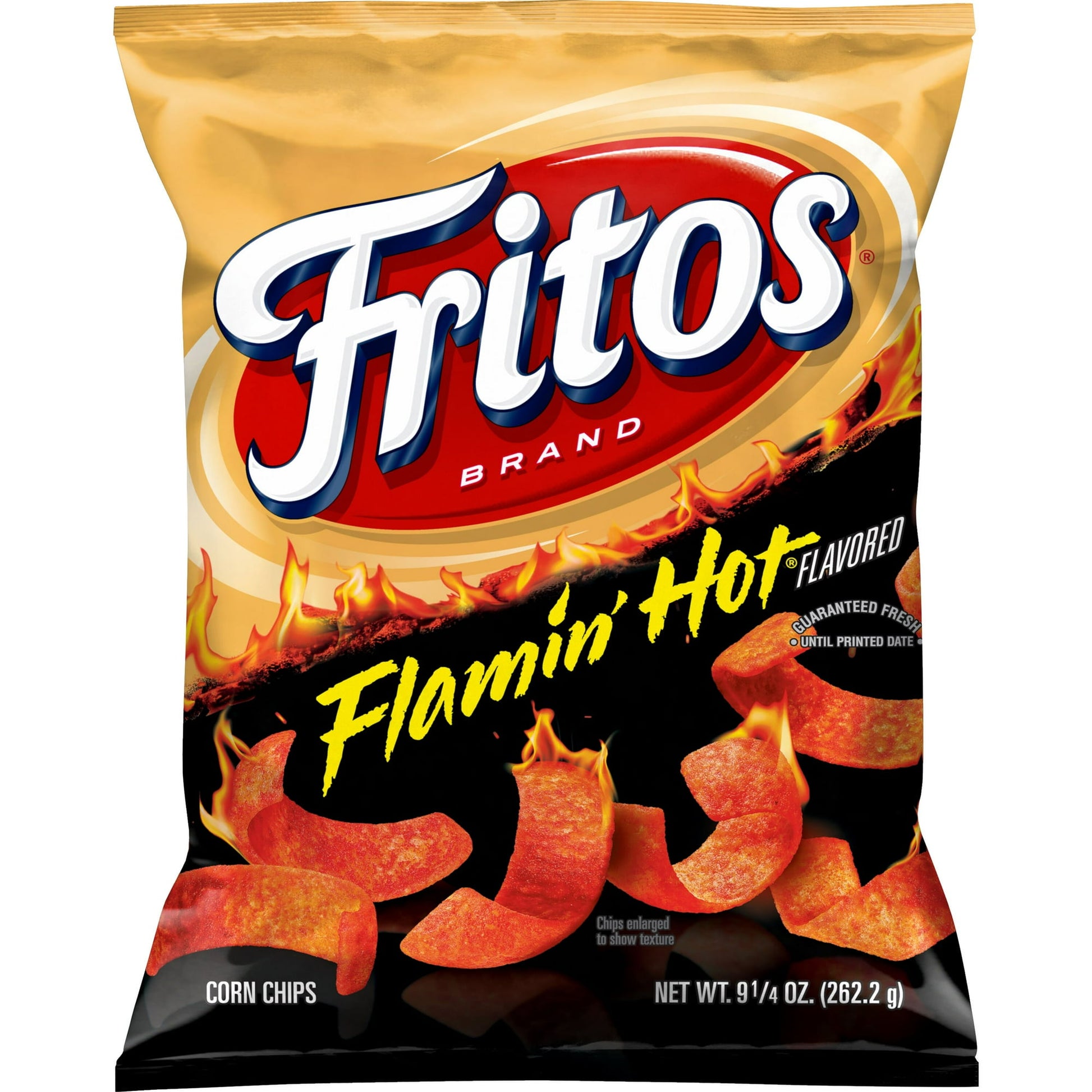 The popularity of FRITOS® corn chips puts this iconic snack in a class of its own. From small towns and family barbecues to parties in the big city, this classic snack is still satisfying fans after more than 80 years. Fritos Flamin' Hot Flavored Corn Chips (9.25 oz bag) deliver an intense crunch with a fiery kick. Infused with bold Flamin' Hot seasoning, these chips are perfect for those who love a spicy snack.