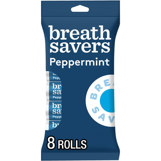 Pop in a sugar free breath mint when you need a cooling zing of peppermint flavor. Enjoy the confidence of knowing these mints will neutralize your bad breath and rejuvenate your mouth no matter what the day throws at you. BREATH SAVERS sugar free peppermint flavored breath mints are the perfect minty treat when you need it most — especially after a cup of coffee or a large meal full of garlic or onion! Keep a roll wherever you are for the peace of mind that your breath is always covered. Keep them in your 