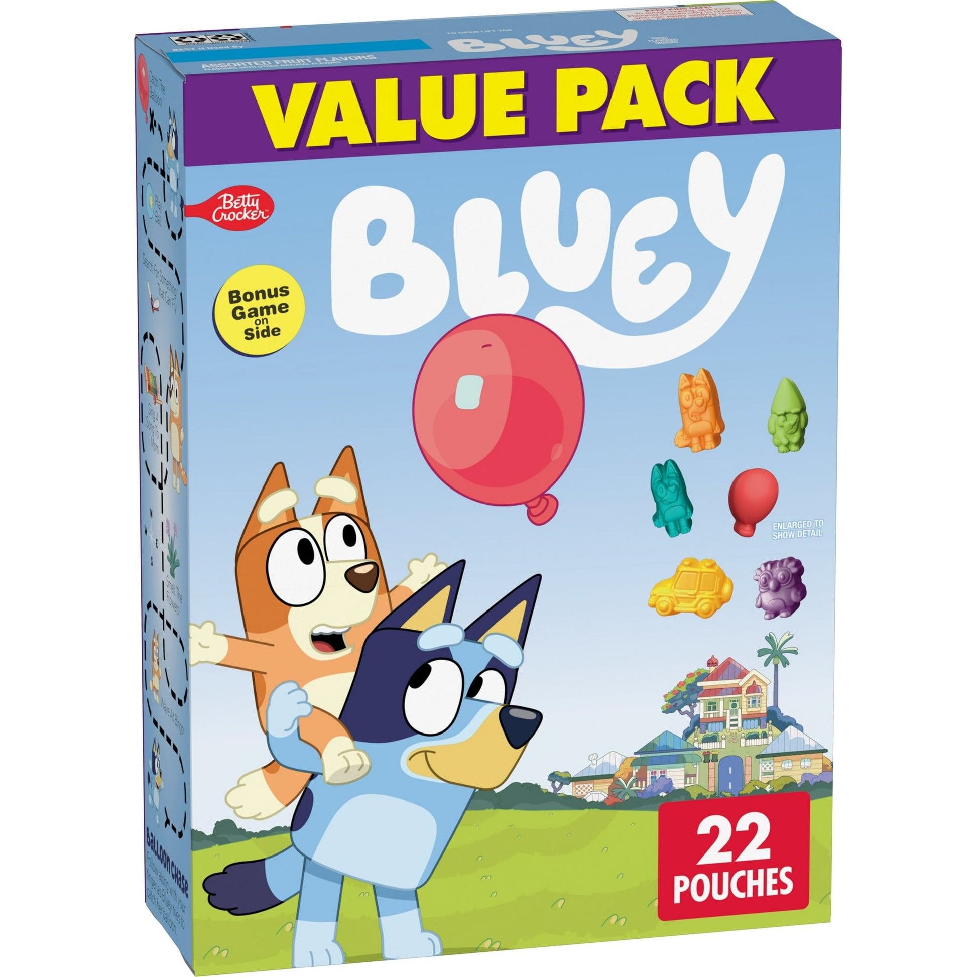 Bluey Fruit Flavored Snacks are tasty treats shaped like your favorite Bluey characters for maximum fun. Packaged for on the go convenience and portability, the fruit flavored snacks are a treat the whole family can enjoy. The snack pouches are the perfect treat to include in a packed school lunch box or keep on hand for a moment's notice. Every serving provides an ideal after school snack that's a win for you and your kids. Bluey Fruit Flavored Snacks are a great addition to your pantry and grocery routine