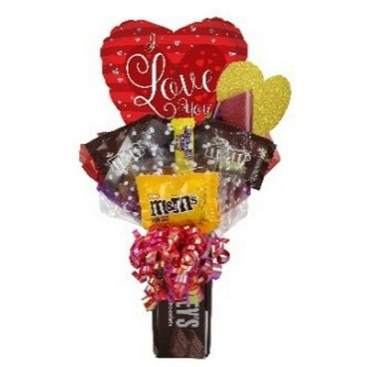 Happy Valentine’s Day! Celebrate this fantastic occasion by giving a gift to that special person, teacher, or friend with this all-edible Valentine's Day Crunchy Hershey Base Candyblossom Gift Bouquet. Whether a chocolate lover or a sugar one, this perfect gift will most definitely impress! This unique design makes decorating for a Valentines event easy. Comes complete with a "glitter heart" photo prop. Makes a fantastic tabletop centerpiece or a party gift!