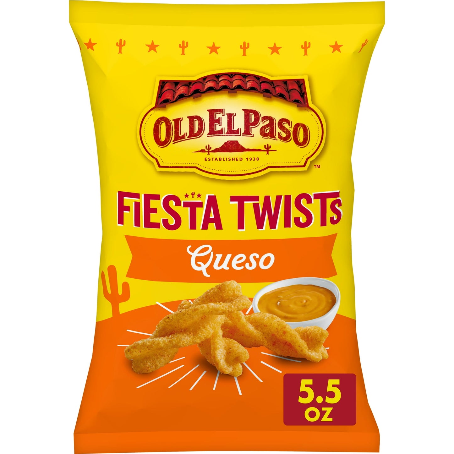 Crispy and Crunchy with a twist. Bring the whole family together during snack time with Old El Paso Queso Cheese Fiesta Twists. These light and airy corn twists have a satisfying crunch that will be unlike your typical savory snacks. These fun shaped corn twists are packed with some of your favorite southwestern flavors. Old El Paso Fiesta Twists feature the perfect blend of delicious queso cheese and salty corn chips. This fun and friendly snack food adds satisfying flavor to snack bags or the office snack