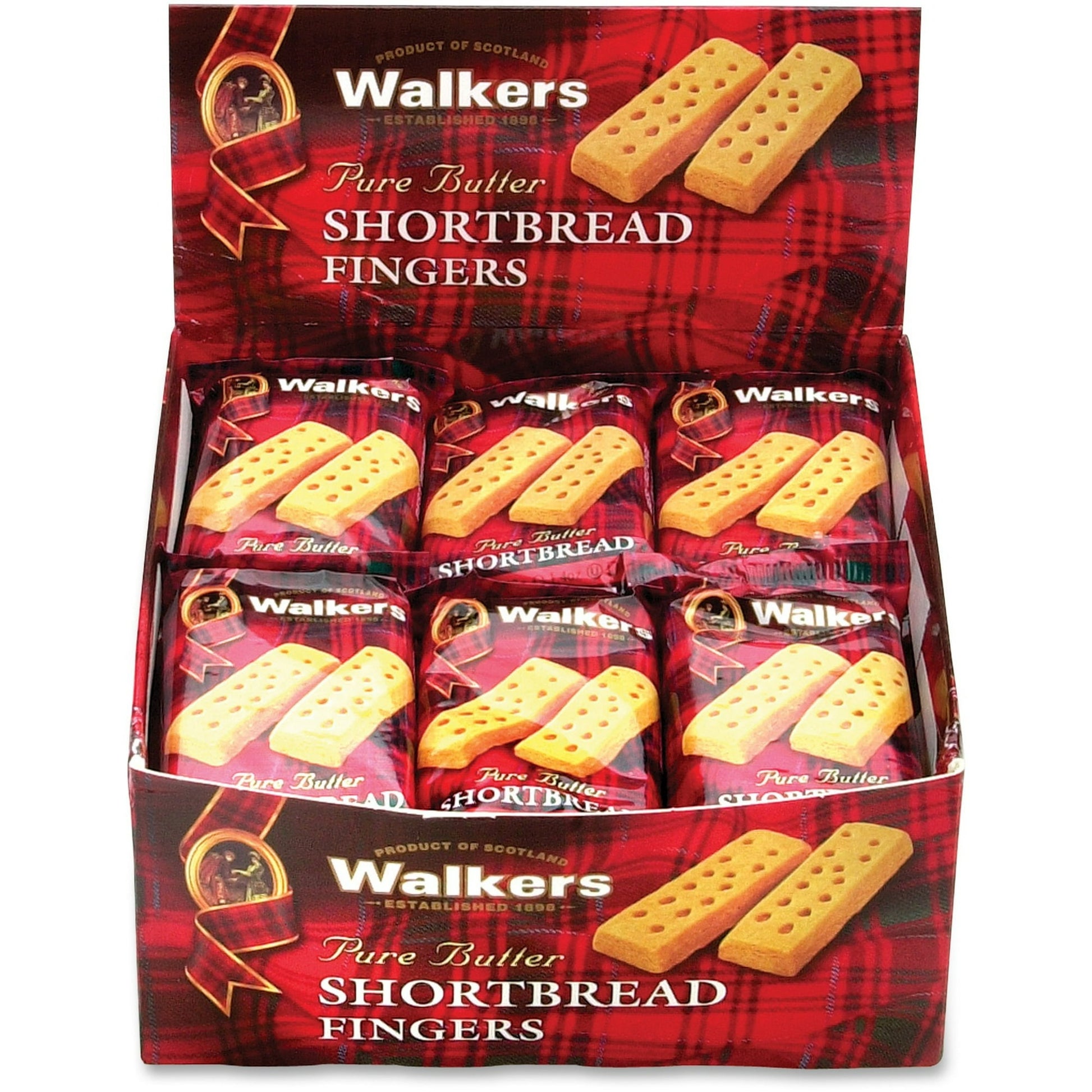 Premium quality, pure butter shortbread cookies come two to a pack. Great for snacking. Each pack of Walkers Shortbread Fingers is individually wrapped to ensure freshness. Walkers Office Snax Walker's Shortbread Cookies, 24 / Box (Quantity)