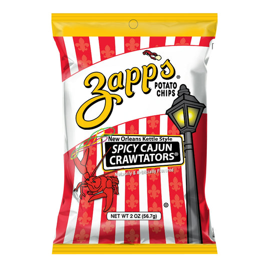 Introducing Zapp’s Spicy Cajun Crawtators New Orleans Kettle Style Potato Chips, the ultimate taste of New Orleans in every crunch! These kettle-style potato chips are a symphony of bold and spicy flavors that will transport your taste buds straight to the heart of the Big Easy. Crafted with the authentic spirit of Louisiana, these chips are generously seasoned with a fiery blend of Cajun spices that will leave your palate tingling with excitement. The crispy texture adds a delightful crunch to each bite, m