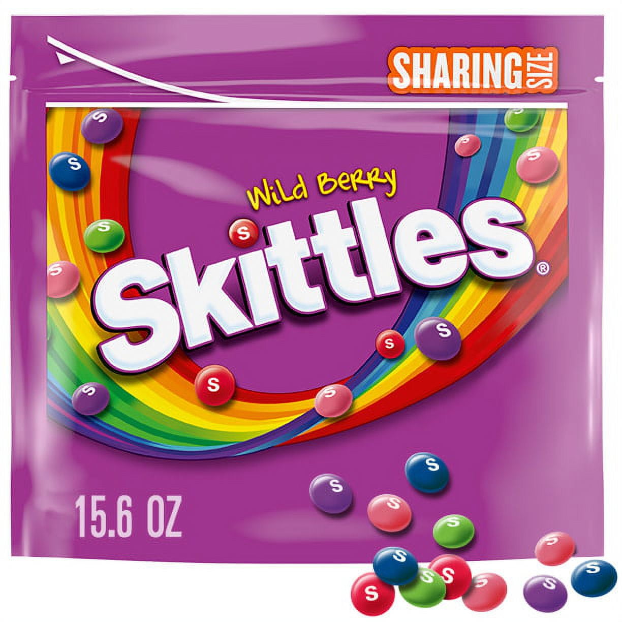 Loaded with wild berry flavors, these SKITTLES Wild Berry Candies cannot be tamed. Get wild with berry punch, strawberry, melon berry, wild cherry, and raspberry flavors. Experience all of your favorite wild berry flavors packed in colorful, bite-sized candies. From candy buffets to road trips, SKITTLES Wild Berry Sharing Size Candy comes with enough fruity, chewy candy to share with friends, family and coworkers. Stock the office pantry with a candy treat that everyone will love. TASTE THE RAINBOW.