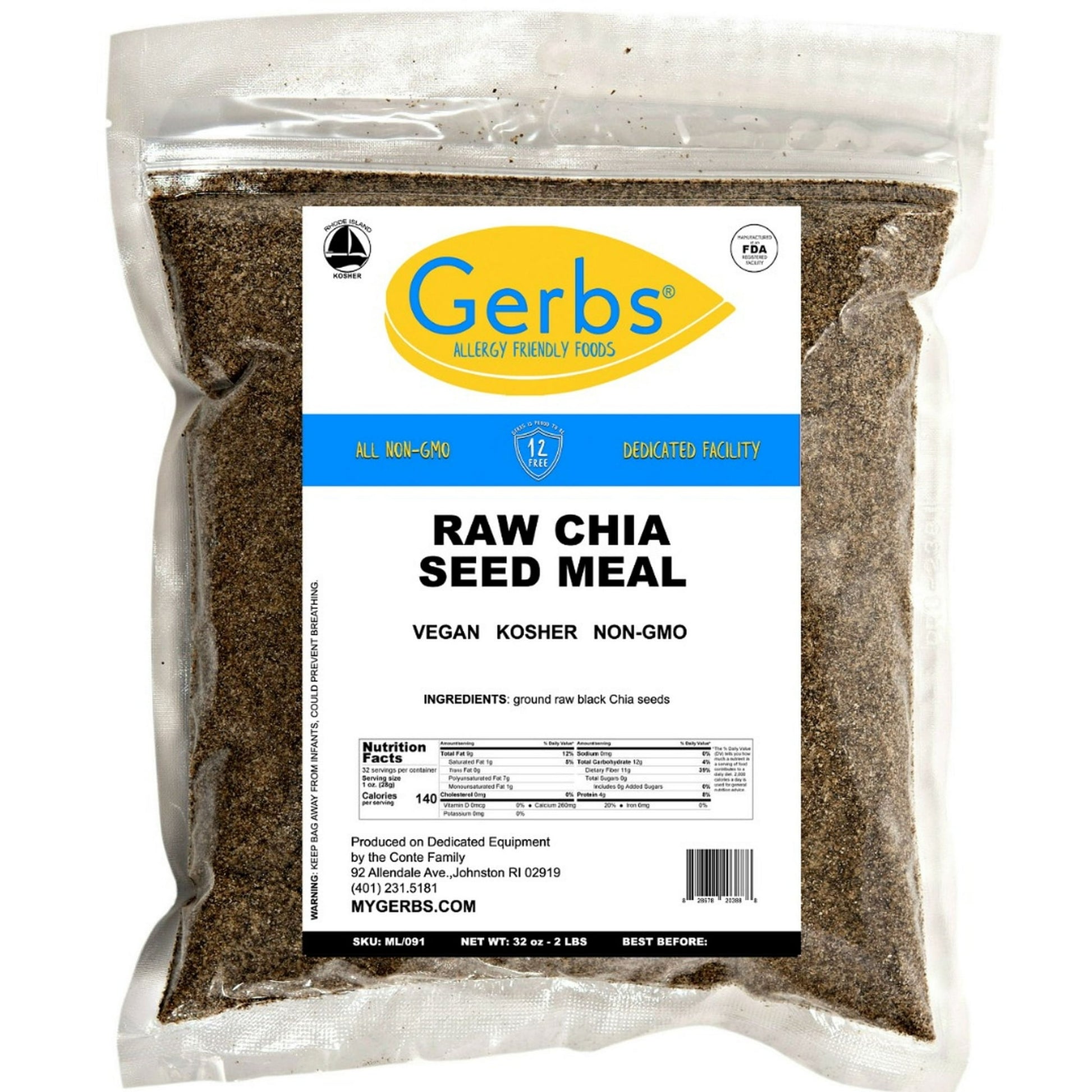 PROTEIN POWER. Chia Seed Powder, is raw, non-GMO chia seeds ground up into powder. Gluten-free, the tiny Chia seed boasts the highest protein content of any seed. With 2 tablespoons of Chia Seed Powder added to your morning fruit smoothie, you will thus get upwards of a quarter of all the protein you will need for the day. For vegetarians and vegans looking for ways to get more plant protein into your diet, chia seed powder is a great alternative to meat and soy-based protein products.