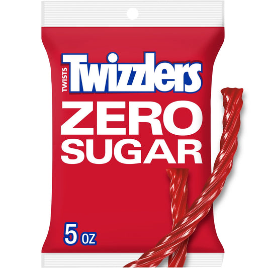 There's no party like a TWIZZLERS candy party! Seriously though, TWIZZLERS Zero Sugar Twists strawberry flavored chewy candies are too fun not to enjoy at every movie marathon, birthday party and tailgate, and they're perfect for those who need a sugar-free candy option. With a bag of sugarless strawberry chewy candies ready for action, you'll never find yourself without a delicious shareable snack. Bite both ends of a TWIZZLERS Twists candy off to create a straw, then dip it into a cold glass of milk, a st