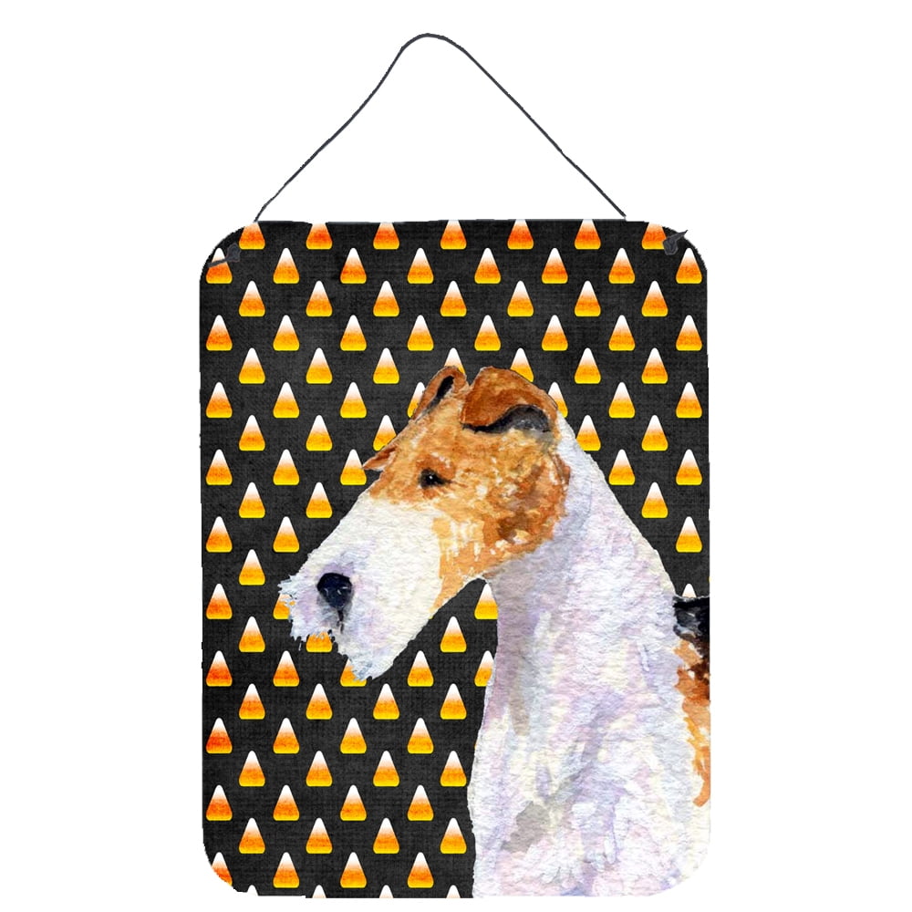 Fox Terrier Candy Corn Halloween Portrait Wall or Door Hanging Prints Wall or Door Hanging Prints featuring breed specific Fox Terrier artwork from one of our artists or graphic designers. Celebrate the Halloween holiday with this Halloween decorative Metal Print. This Wall or Door Hanging Prints is from Carolines Treasures collection Candy Corn Halloween. Indoor or Outdoor Aluminum multicolor artwork prints will add a special touch to your kitchen bath front door office outdoor patio porch or any other spe