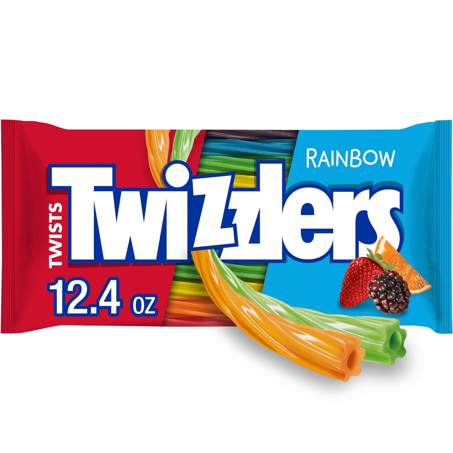 There's no party like a TWIZZLERS candy party! Seriously though, TWIZZLERS Twists rainbow flavored chewy candies are too fun not to enjoy at every movie marathon, birthday party and tailgate. With a bag of strawberry, orange, lemonade, watermelon, blue raspberry and grape flavored chewy candies ready for action, you'll never find yourself without a delicious, shareable snack. Bite both ends of a TWIZZLERS Twists candy off to create a straw, then dip your straw into a cold glass of milk, a steaming hot choco