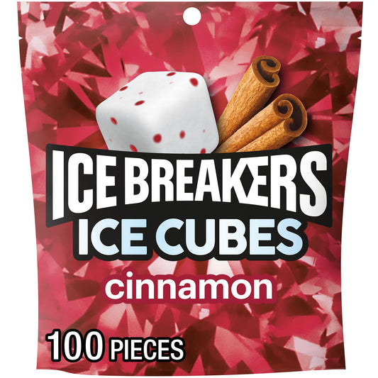 ICE BREAKERS ICE CUBES cinnamon flavored sugar free chewing gum is packed with sparkling cinnamon flavor crystals and placed in a convenient resealable bag so you can keep your breath fresh whenever it matters most. These cinnamon flavored ICE BREAKERS chewing gum pieces are the perfect size for popping into your mouth whenever you're ready for a burst cinnamon flavored goodness with just the right amount of spice. Enjoy a delicious, classic cinnamon flavor with no added sugar when you need a burst of fresh