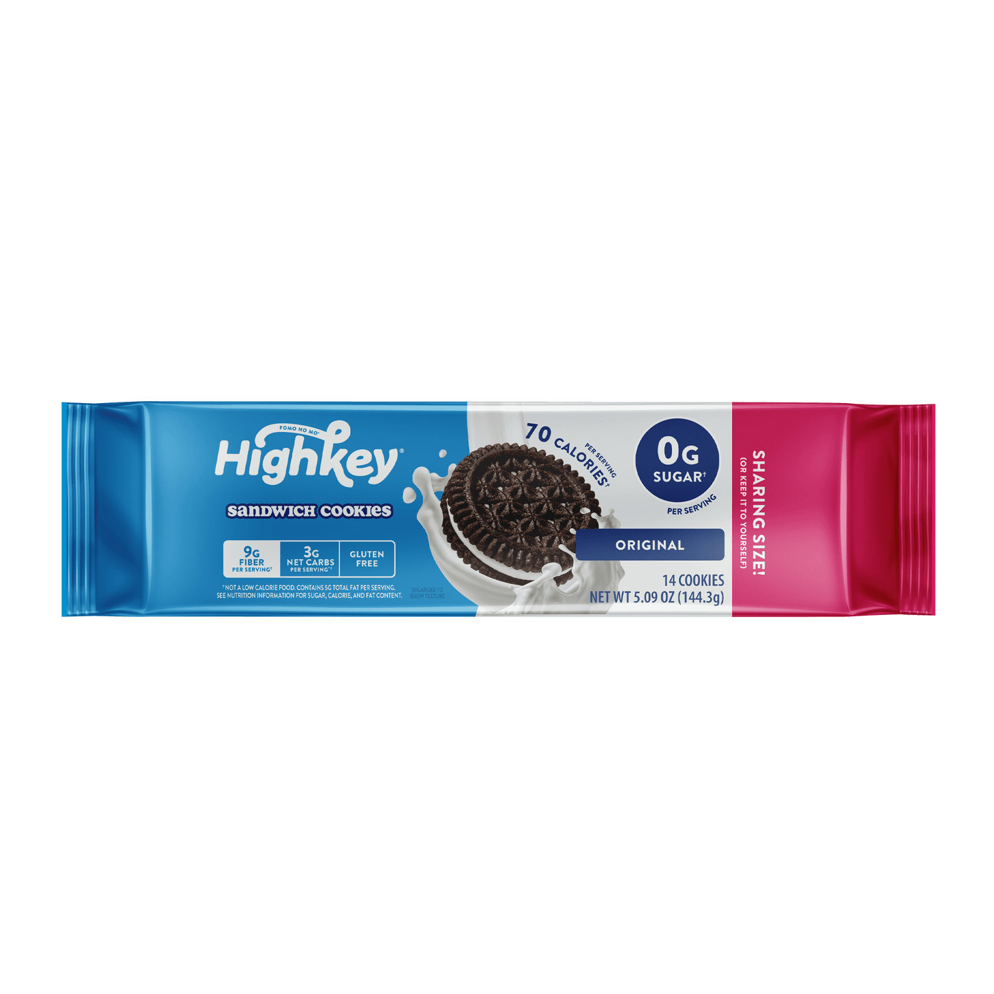 DUNK WITHOUT THE JUNK! Whether you eat them one-by-one or dipped in milk, our sugar-free Sandwich Cookies are dunking delicious! With 0g of sugar and 9g of fiber, you can skip the “stuff” and stay full. Now that’s what we call, filling good!