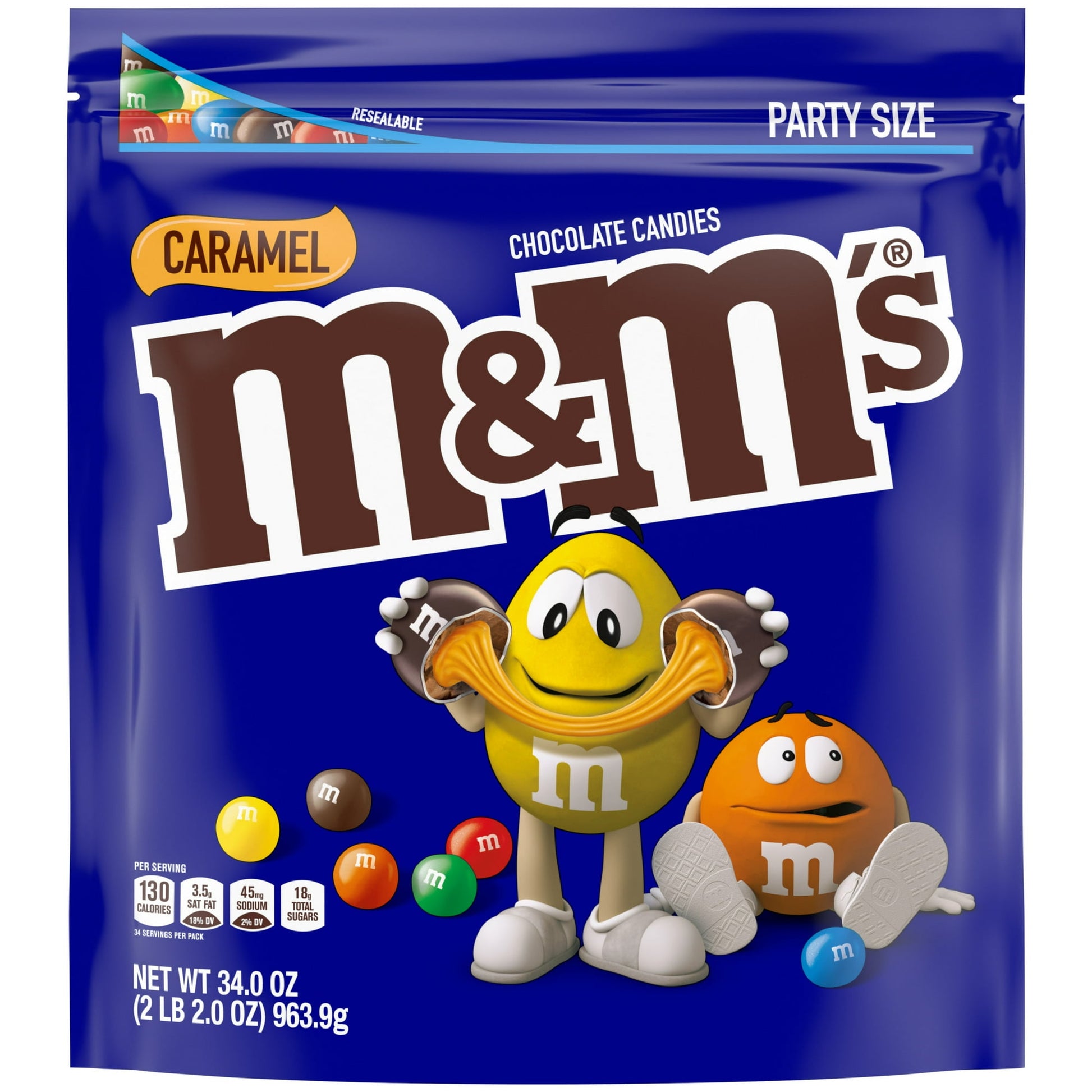 Everyone’s favorite M&M’S Chocolate Candies are now filled with rich and chewy caramel. Serve tasty, colorful fun at your next party with a sharing size bag or individually wrapped single size or share size pouches. You can also sprinkle M&M’S Caramel Chocolate Candy pieces onto sundaes and brownies to make them even more delicious.