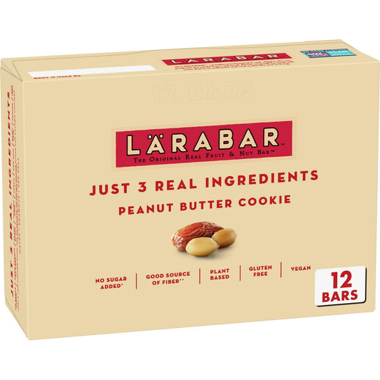 Eat clean with 100% real ingredients. Larabar makes simple and healthy snacks you can feel good about eating. With our simple blend of fruits, nuts & spices, clean eating just got a whole lot easier. Whether it's part of your breakfast or afternoon snack, this bar is an easy and delicious option that will lift your vitality and provide energy with every bite. Larabar Peanut Butter Cookie is made from just three simple ingredients: dates, peanuts, and sea salt and is Vegan, Gluten Free, Dairy Free, Kosher, S