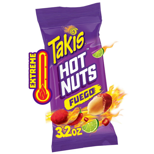 Transform snack time with Takis snacks! These spicy chips and hot peanuts deliver an unbeatable crunch and an unexplored universe of sensational flavor combinations that your taste buds will love. Whether you are at school, hanging out with friends, on game day, or a trip adventure, Takis makes for the perfect snack that will satisfy your cravings. Flavored with a variety of spicy combinations, these salty snacks are delicious and great for sharing on-the-go. Get a variety pack, snack or sharing size bag fo