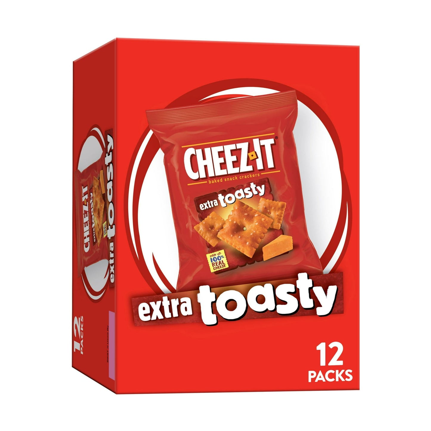 Turn snack time into an event with Cheez-It Extra Toasty baked snack crackers - the number one requested Cheez-It flavor. Every single cracker has been baked to crisp, toasty perfection for an added snap with each bite. Cheez-It Extra Toasty baked snack crackers are made with 100% real cheese that's been perfectly aged for a bold, delicious flavor. Cheez-It crackers are perfect for game time, party spreads, school lunches, BBQs, after-school snacks, snacks at the office, late-night snacking and more - the c