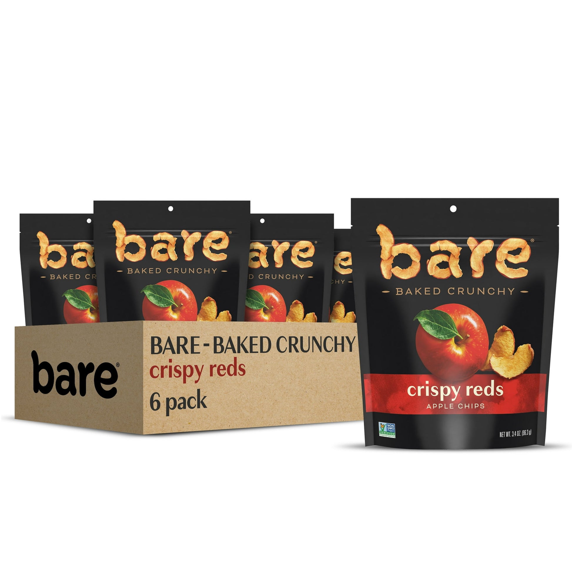 Bare Baked Crunchy Apple Chips are made from real fresh apples that are sliced, then slowly baked to a perfect crunch, with no added sugar and no preservatives. Unlike other dried fruit options, bare combines the goodness of fruit with the crunch of a chip, which makes them a portable, convenient, anytime snack that's truly satisfying.