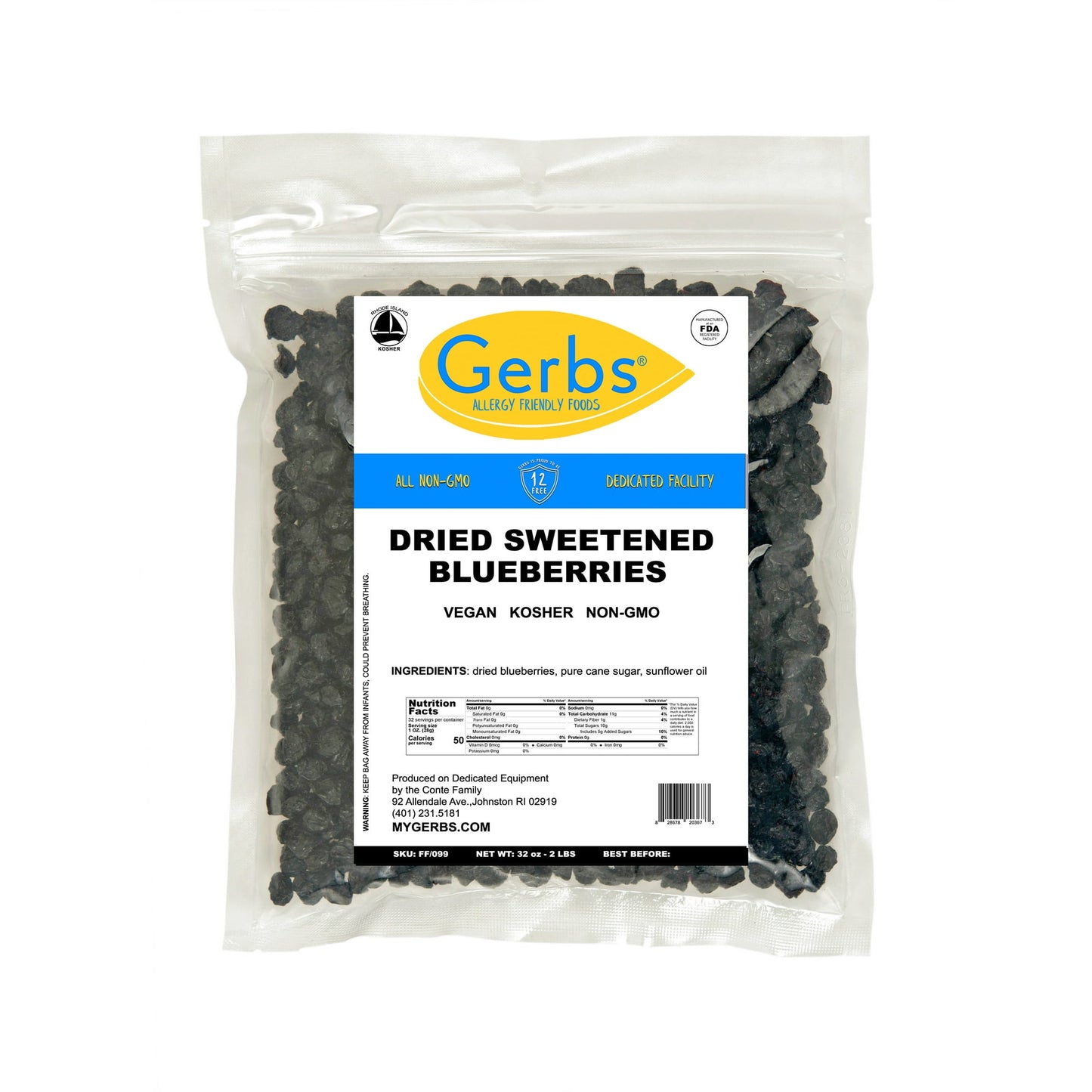 Nutritional Benefits of Dried Cape Cod Gerbs dried blueberries: Dried cape cod Gerbs dried blueberries pack a nutritional punch. They are low in sodium and in calories, offering 127 calories per one-quarter cup, and they contain no cholesterol. In addition, these fruits contain nutrients that are vital for your health. There are many ways for you to enjoy these sweet treats. You can make a smoothie by blending dried Gerbs dried blueberries and a banana with a low-fat milk or add Gerbs dried blueberries to h