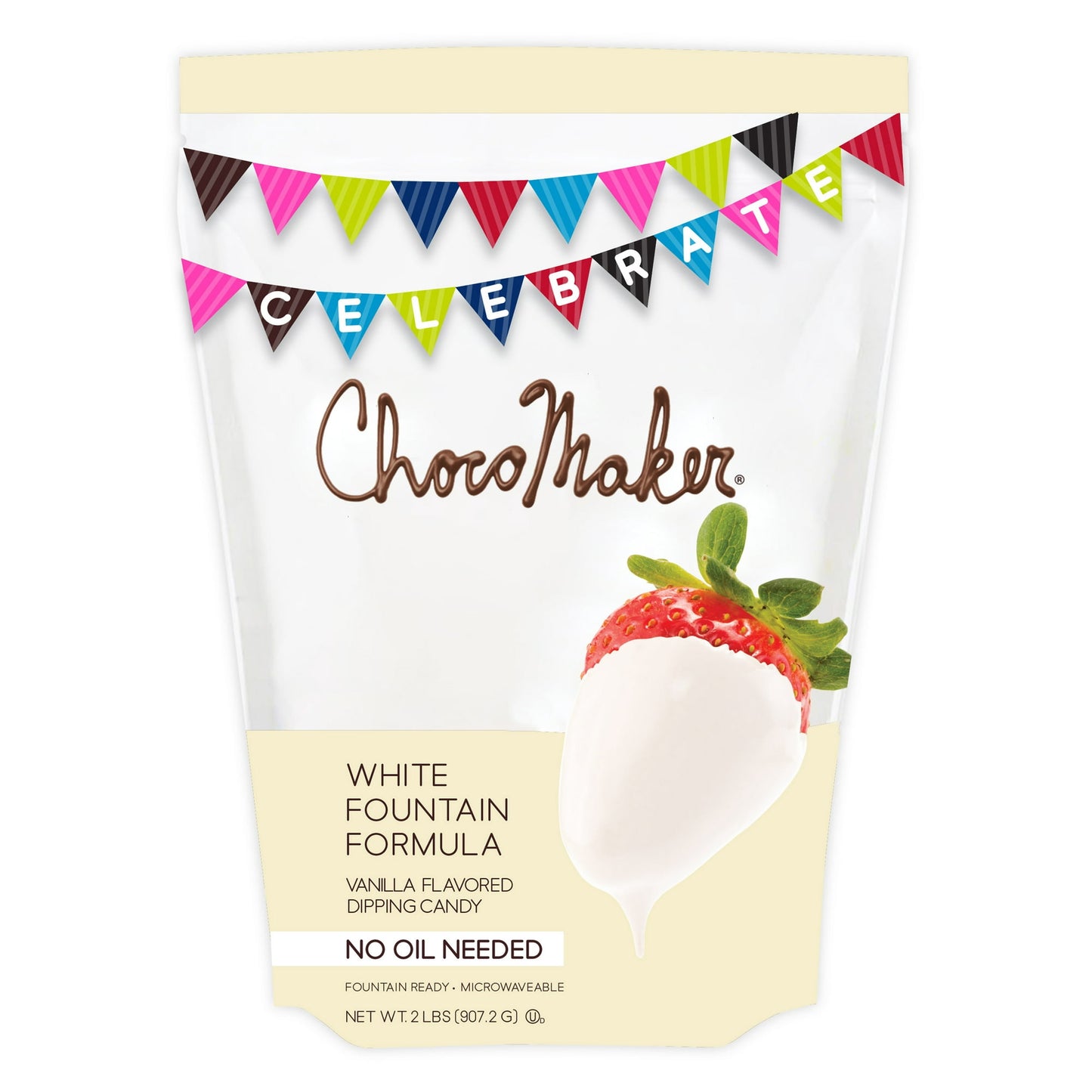 Indulge in the delightful taste of ChocoMaker White Vanilla Flavored Fondue Dipping Chocolate. This fountain formula, available in a convenient 2-pound bag, the pieces melts smoothly and evenly, perfect for dipping fruits, marshmallows, pretzels, and more. Ideal for parties and gatherings, this rich, vanilla-flavored white chocolate creates an unforgettable fondue experience. Make every occasion special with ChocoMaker! Easy to use and delicious, it's a must-have for any chocolate lover. Great for your new 