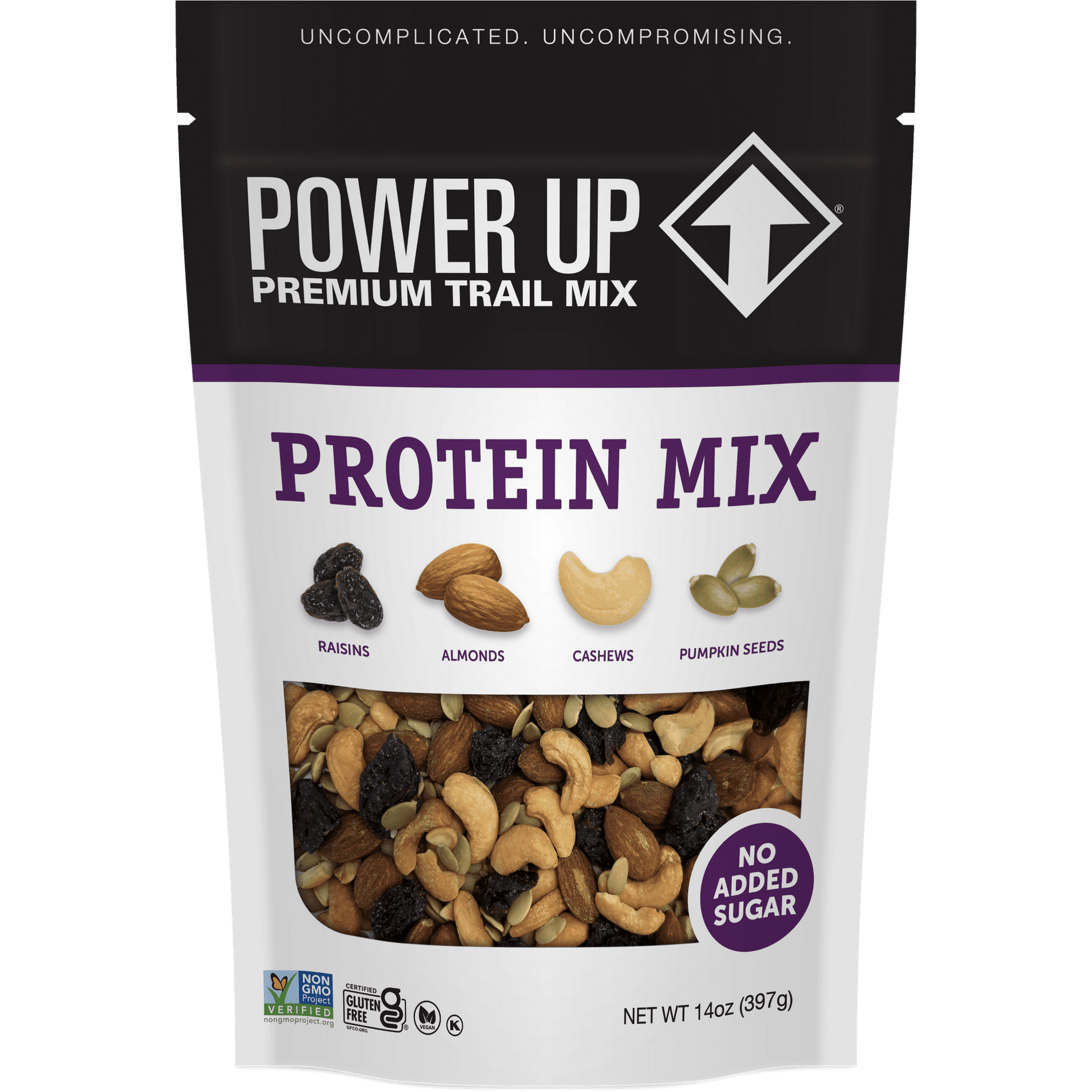 Power Up your day with our Protein Packed Trail Mix – a carefully crafted and thoughtfully sourced blend of the freshest, raisins, almonds, cashews, and pumpkin seeds. Each mix is made in small batches so you can feel confident about fueling your body with real, wholesome ingredients. Elevate your snacking experience with America's fastest-growing premium trail mix, and take your taste buds on an adventure with our wholesome, better-for-you mixes.