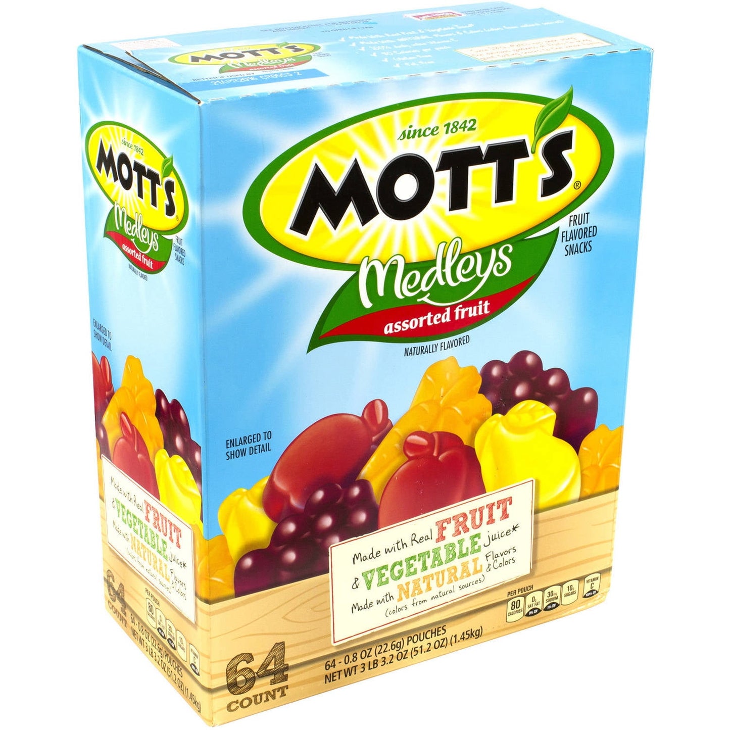 It’s important to keep healthy snacks on hand for when that midday hunger hits. Mott’s Medleys Fruit Snacks are a snack you can enjoy guilt-free. Made with real fruit and vegetable juice, you can feel good about reaching for these gummy fruit snacks. With 90 individual .8oz bags, fill your pantry, pack them in your kids lunchbox, and throw a few in the car for a perfect on-the-go snack. Feel good about eating and sharing Mott’s Medleys Fruit Snacks- always Fat and Gluten free.