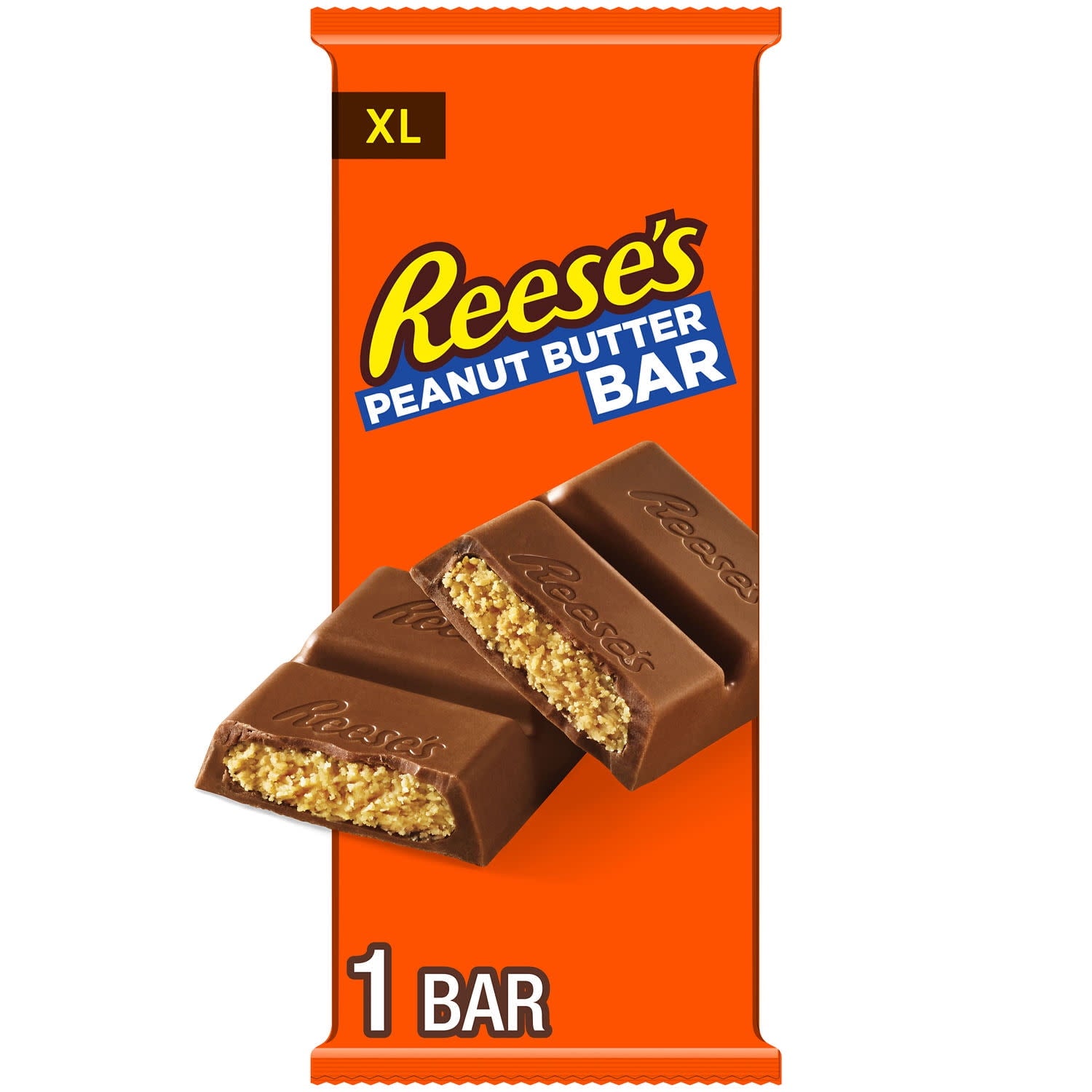 Pass around the creamy flavor of chocolate candy filled with REESE'S peanut butter creme in the form of delicious XL candy bars! With an extra large bar that can easily be broken into 12 individual pieces, you can share these just-because treats with your co-workers, teammates, friends, classmates and anyone else close by. They're perfect for breaking apart so that everyone can get a taste of this delicious candy. With a few bars stocked in your pantry, grab some for your next camping trip to make a unique 