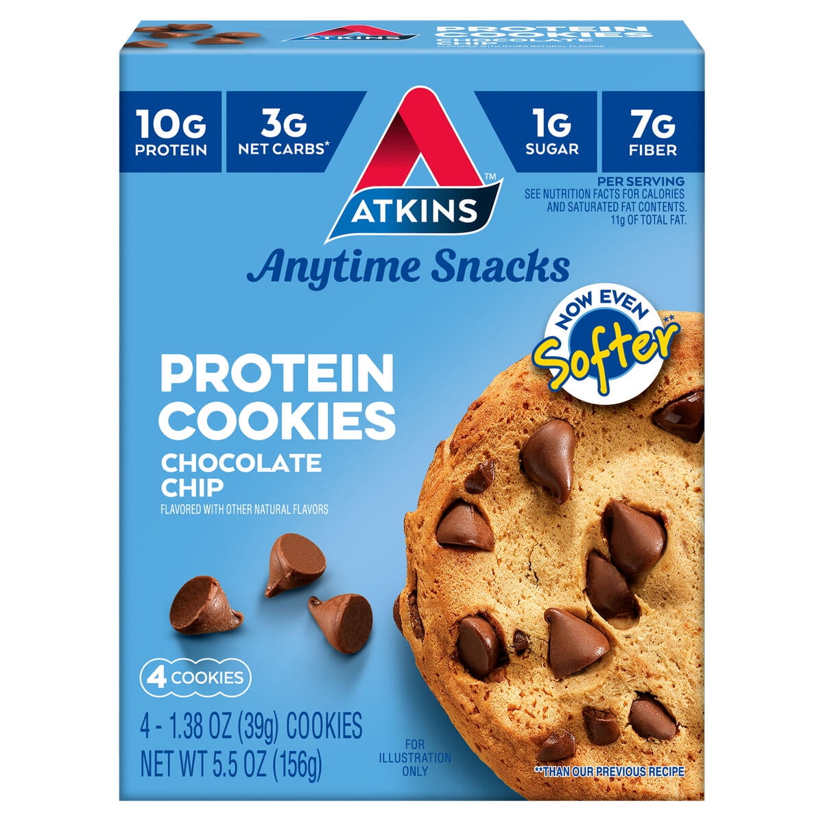 Enjoy Atkins Protein Cookies! Each soft & chewy cookie is packed with 10g of protein, 3g net carbs, less than 1g of sugar and 7-8g of fiber*. Our protein cookies are the perfect snack to keep you satisfied between meals and throughout your day. *varies by flavor The Atkins Lifestyle – The Atkins Diet and Lifestyle is the original leading low-carb plan that provides effective, and balanced weight loss by limiting carbs and sugar to help the body burn fat for fuel and keep your energy steady. Over 80 publishe