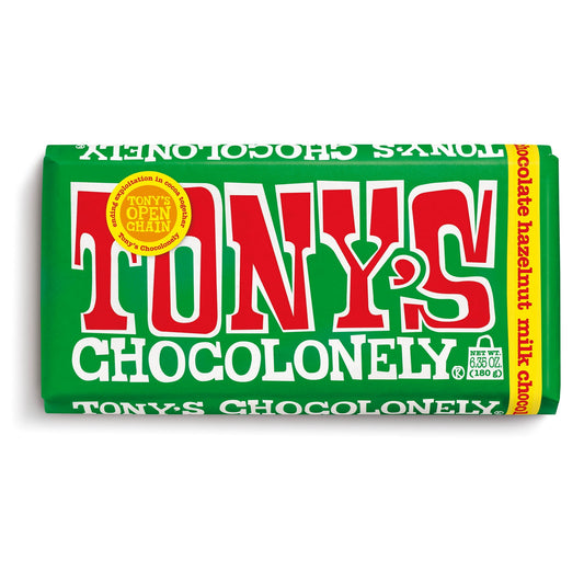 The Tony's Chocolonely Milk Chocolate Hazenlut Bar is a perfectly crunchy, perfectly nutty milk chocolate bar. And this candy bar doesn’t skimp on the good stuff: it’s made with 32% Fairtrade milk chocolate and at least 10% hazelnuts. Plus, at 6.35 oz, it’s at least 2X bigger than other top-selling chocolate bars. And all this chocolate is doing good — it’s on a mission to end exploitation in cocoa, made with fully traceable cocoa. When you choose this candy bar to satisfy your chocolate cravings, you’re he