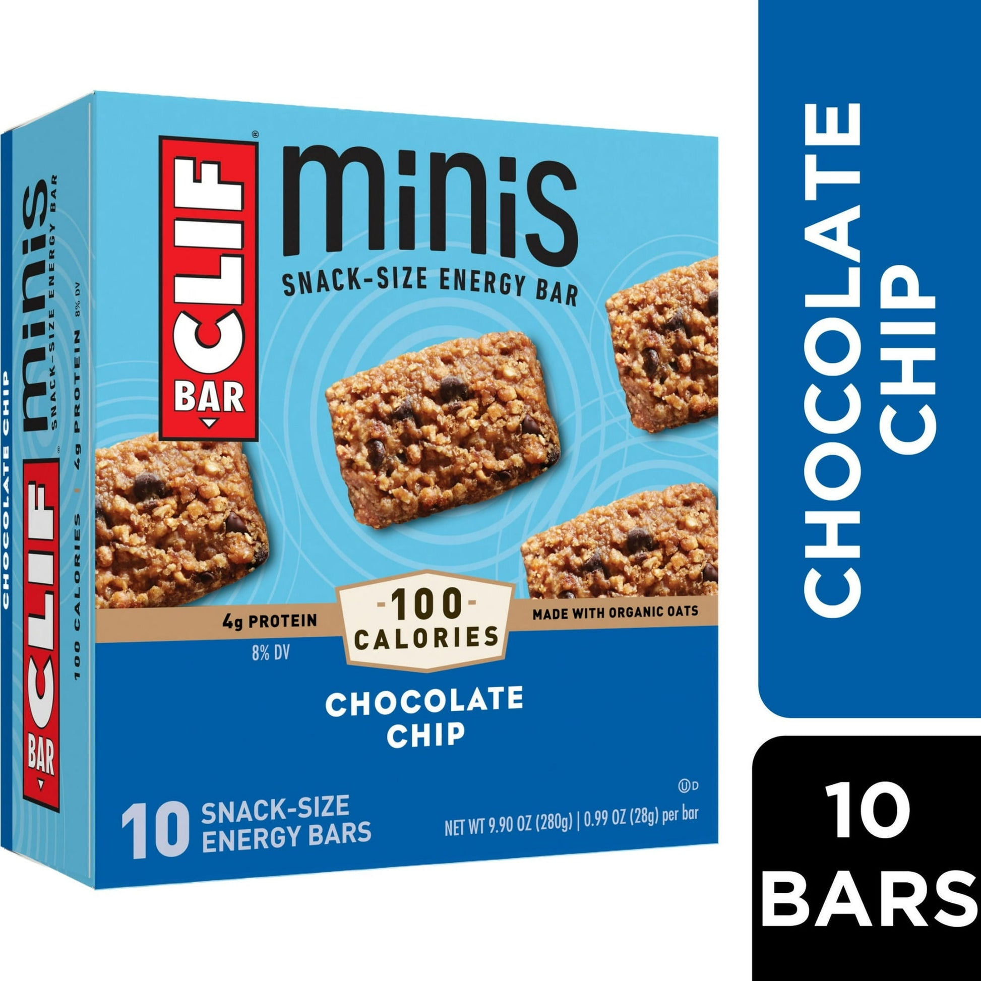 Made with wholesome ingredients like organic rolled oats, CLIF BAR Minis are perfectly portioned to provide energy for short or low-intensity activities like quick run, long stroll, or yoga. CLIF BAR Minis have 100-110 calories and 4-5g of protein per bar, and they are non-GMO and plant-based with no high-fructose corn syrup or artificial flavors.