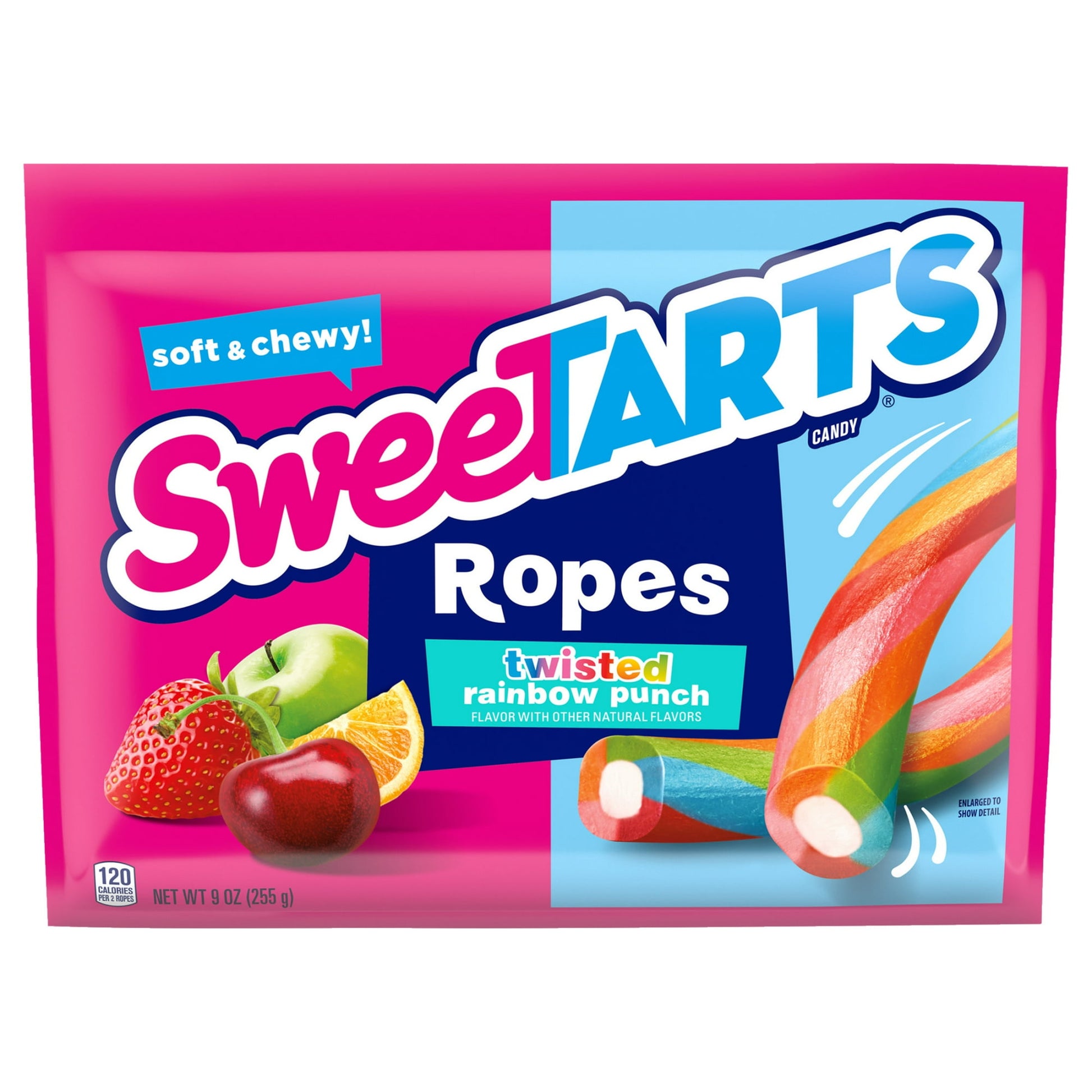 Sweet and tart – SweeTARTS Ropes are delightfully sweet and boldly tart. This bag contains one 9-ounce pack of SweeTARTS Twisted Rainbow Punch Ropes. Each soft rope is a bendable fusion of fun. They’re chewy, with a tart fruit punch flavor. This ideal snack time pack includes the perfect amount to share with family and friends. The dynamic combination, releasing a sweet and tantalizingly tangy sensation for your taste buds: SweeTARTS Ropes. SweeTARTS Ropes are part of the SweeTARTS family! Try some of our o