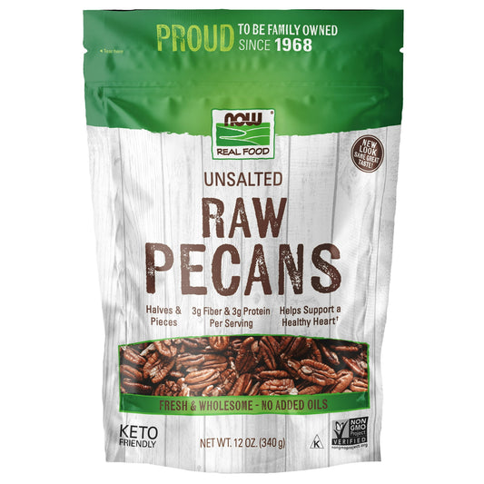 Ah, the pecan, a favorite of nut lovers around the world, and for good reason. Not only are pecans super-tasty, they're loaded with nutrients, making them an ideal snack food for kids and adults alike. NOW Real Food® Pecans are naturally free of sodium and are a natural source of essential fatty acids. Pecans are so good that they're one of the few nuts to have their own pie. Now that's good eating! From the FDA: "Scientific evidence suggests but does not prove that eating 1.5 ounces per day of most nuts, s