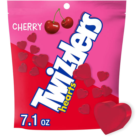 Show your loved ones how much you care with fruit flavored TWIZZLERS candy. TWIZZLERS heart shaped cherry flavored chewy candies are too fun not to enjoy and too cute not to fall in love with! Enjoy these tasty treats with family, friends or maybe even a secret crush. With a bag of cherry flavored chewy candies, you're ready for action and you'll never find yourself without a delicious and shareable snack. Bring a bag of delicious hearts candies with you anywhere and everywhere go, or stuff a bag in Valenti