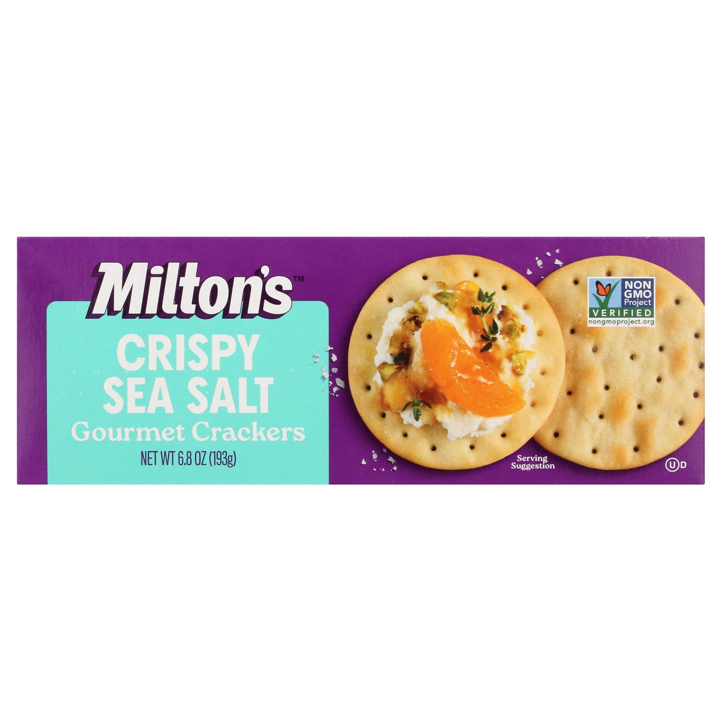 Introducing Milton’s Gourmet Crispy Sea Salt Crackers—your perfect choice for entertaining. Each cracker is dusted with real sea salt, providing a perfect flavor balance all in one bag. Complements well with cheeses, dips, and toppings. These perfectly crispy crackers are the way to elevate your gatherings. Use for party platters, wine tastings, creating a charcuterie board or just for snacking! Non-GMO Project Verified and Peanut-Free, Milton’s Gourmet Sea Salt Crackers ensure a guilt-free indulgence. Elev