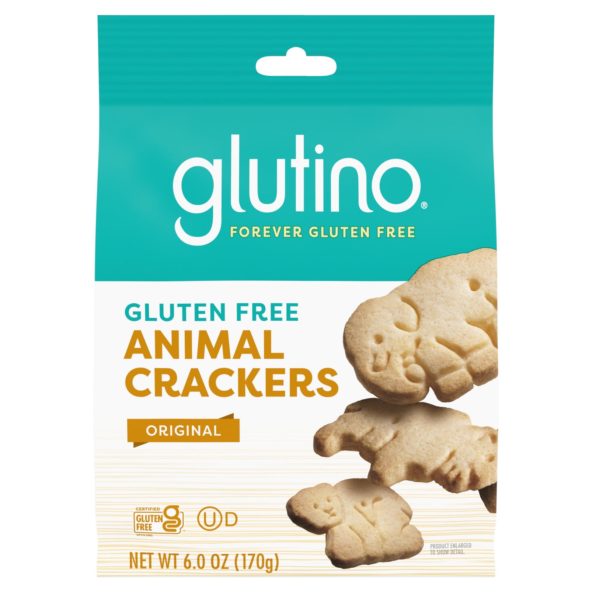 When you're craving a sweet snack, but want a gluten free option, choose Glutino Gluten Free Original Animal Crackers. These animal snack crackers are crispy, crunchy and have sweet buttery flavor baked into every animal shaped bite to satisfy your sweet cravings without gluten. Each box of Glutino crackers makes a fun companion to a cold glass of milk or topping for gluten free ice cream. They're also the perfect versatile pantry food to pack as a gluten free lunch snack or share with friends. The best par