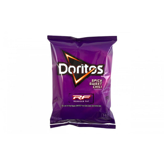 Get a tasty snack with Doritos Reduced Fat Spicy Tortilla Chips. They feature a delicious hot and sweet flavor. This tasty combination gives you an unstoppably mouth-watering snack. These low-calorie chips contain less fat than regular Doritos tortilla chips. Eat them straight from the bag or serve with your favorite dips and share with family and friends.