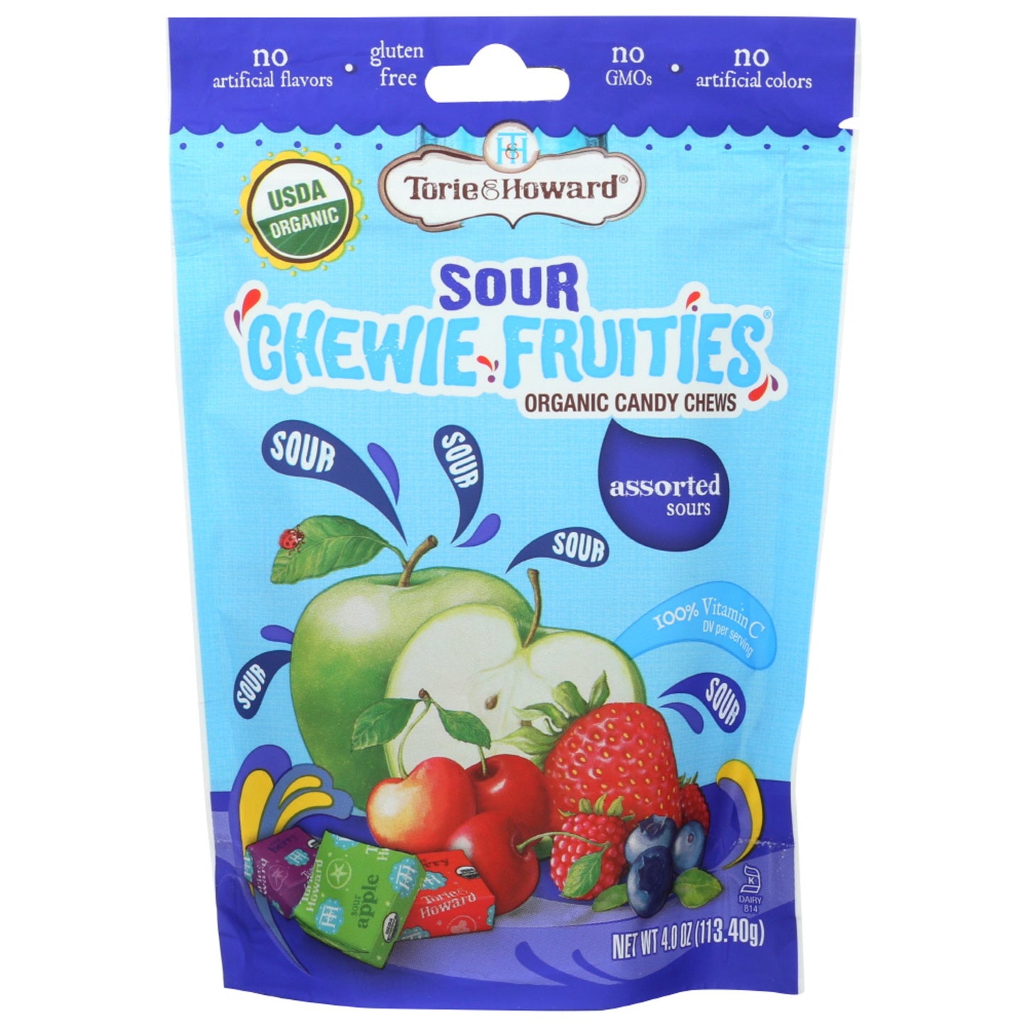 Experience sour fruit snacks at their finest with Torie & Howard Assorted Sour Chewie Fruities. These organic candy chews are made with organic ingredients and natural flavors to deliver the sweet and sour taste you know and love in the form of a wholesome treat. Torie & Howard believe that food tastes better when it is made with organic, natural ingredients and responsible principles. We strive to create delicious, tasty treats that are made in a way that is as health-friendly, eco-friendly and socially co