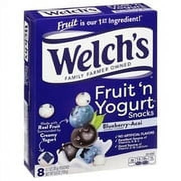 Welch's Blueberry-Acai Fruit 'n' Yogurt Snacks 5.6oz. Welch’s Fruit Snacks always have Real Fruit as the First Ingredient. That’s why our Fruit 'n Yogurt snacks are bursting with delicious taste. Welch's Fruit 'n Yogurt snacks are Made with Real Fruit surrounded by Creamy Yogurt. Delicious snack for the whole family to enjoy at home or on the go! Great in school lunches, at sporting games, the office and more!