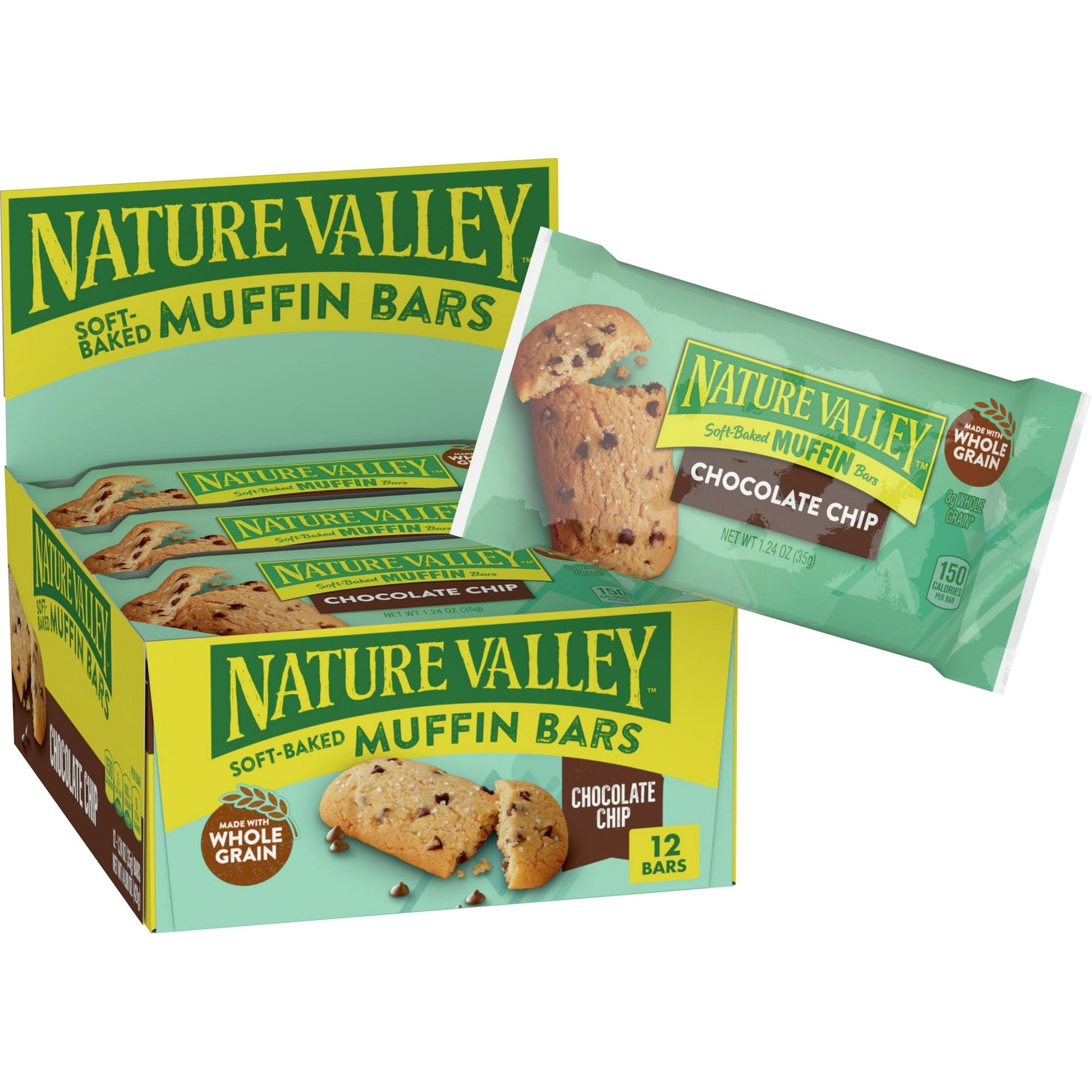 Muffin-soft goodness, to go. Get all the goodness of a soft muffin in a portable bar. For the morning wake-up call you'll crave. Nature Valley Chocolate Chip Soft-Baked Muffin Bars are made with 8g of whole grain per serving (at least 48g recommended daily) and contain no artificial flavors, colors from artificial sources or high fructose corn syrup. A portable snack perfect for the pantry, lunch box, and hiking trail. It's a snack everyone in your household can enjoy. At Nature Valley, we believe that what