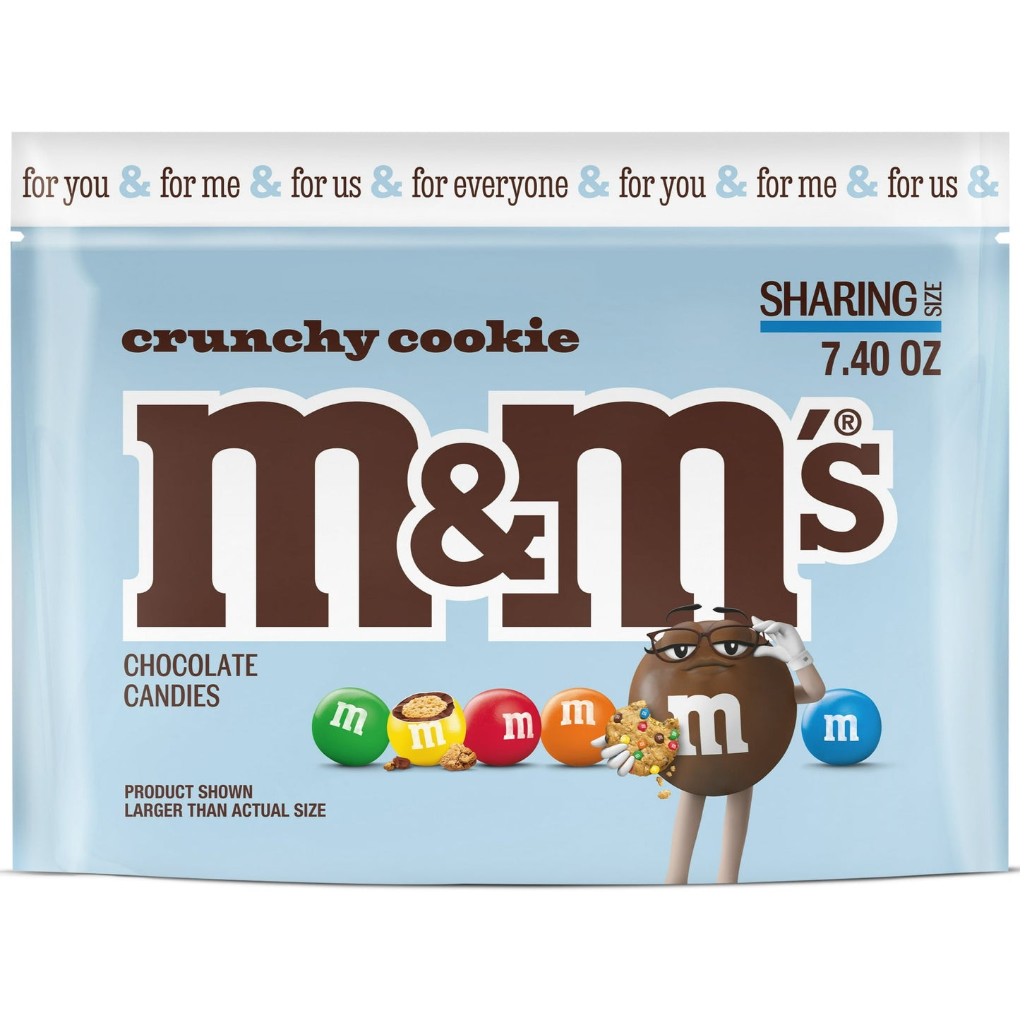 What do you get when you combine two beloved classics into one? The New M&M’S Crunchy Cookie Milk Chocolate Candy, of course! This flavor is the best of both worlds, the perfect mix between classic M&M's and nostalgic chocolate chip cookies. NEW M&M'S Crunchy Cookie features a great-tasting crunchy cookie center covered in delicious milk chocolate, all wrapped in the colorful, iconic M&M'S shell. This resealable sharing size bag contains enough chocolate candy to fill candy dishes, add to baking recipes, or