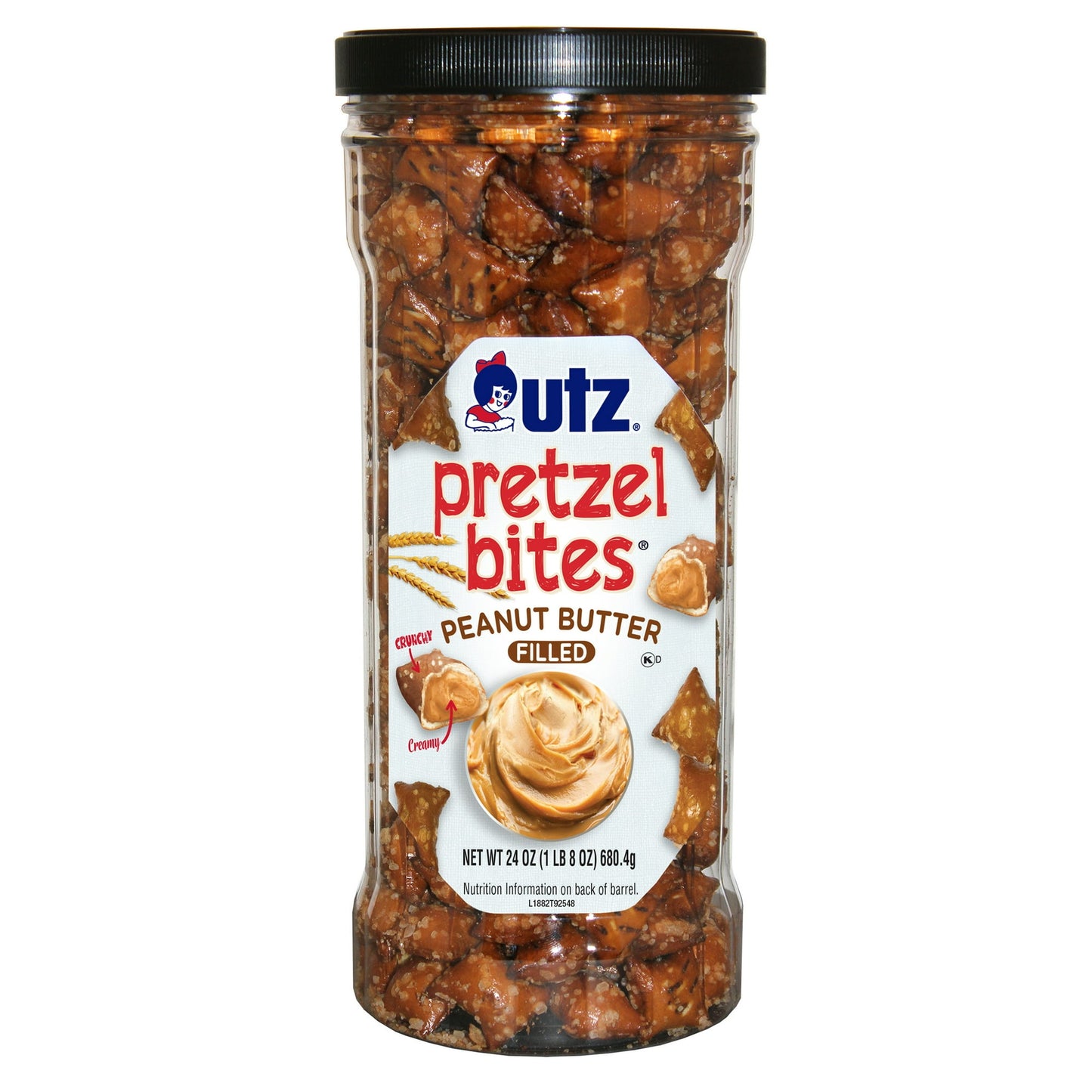 24 oz Utz Peanut Butter Filled Pretzel Bites Barrel