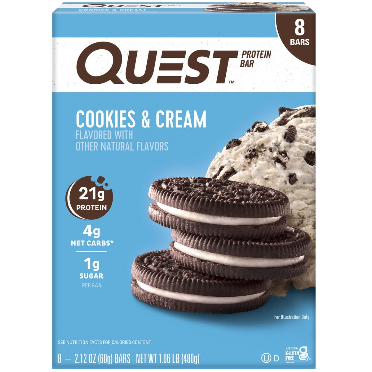 Quest Protein Bars are the perfect anytime snack to enjoy at home, on the go, between meals or whenever you need a protein pick-me-up. Our cookies & cream flavored protein bar is made with real cookie crumbles and delicious white chocolate flavored chips packed with 21g of protein and 1g of sugar. Sound too good to be true? Try Quest protein bars today! Due to global supply chain issues, Quest™ recently reformulated some of its products to contain soy lecithin and/or vegetable oil including soybean which is