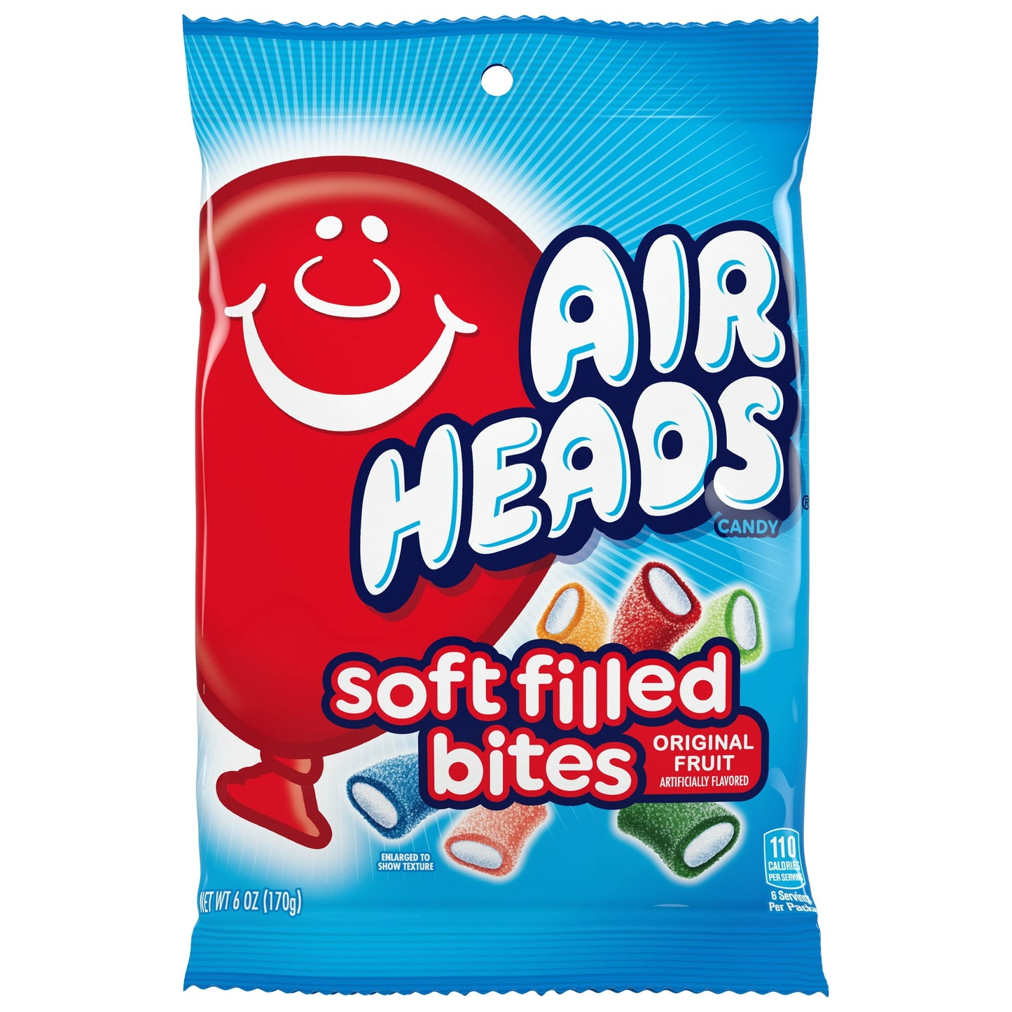 Tangy, Fruity, Smooth - Every chew of Airheads Soft Filled Bites has 3 dimensions for a unique candy experience. Tangy ? a thin layer of tangy sugar coating Fruity ? a playful layer of your favorite Airheads flavors Smooth ? same Airheads flavor insight a soft and chewy core