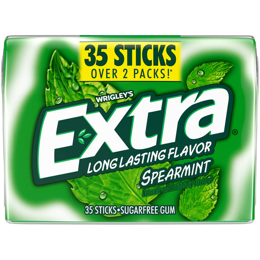 Unwrap a moment with EXTRA and get more than just fresh breath. Chewing the fresh flavor of EXTRA Spearmint Chewing Gum rids distraction and keep in you in the moment. From late night study sessions to walking to your next meeting, EXTRA Spearmint chewing gum is the fresh and minty boost you need to stay in the EXTRA Zone. This convenient slim 10 pack makes it easy to drop in your purse, briefcase and backpack. Need a refreshing break? EXTRA chewing gum makes the commute home, the walk in the park, or sitti