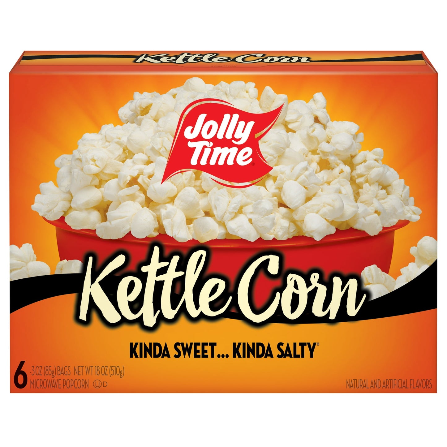 Who says you need to go to the fairgrounds to enjoy hot, freshly popped kettle corn? JOLLY TIME Microwave Kettle Corn offers that one-of-a-kind, melt-in-your-mouth flavor that is kind of sweet and kind of salty. Kettle Corn has the outrageously fun flavor of the fair or festival wrapped up in a convenient microwave popcorn package. Our gourmet Kettle Corn Microwave popcorn is a great snack for kids that provides health benefits as well as a sweet taste. Made from 100% whole grain kernels and packed with fib