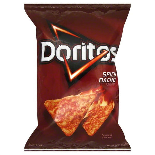 If you find yourself loving Doritos Nacho Cheese Flavored Tortilla Chips, but want to turn up the dial, Doritos Spicy Nacho Flavored Tortilla Chips were made for you. Every bite is a bold kick of Spicy Nacho Cheese flavor. Combine the Doritos' crunch with the flavor of Spicy Nacho Cheese, and you?ve got an unstoppably delicious snack. Grab a bag and stock up on the bold taste of Doritos Spicy Nacho Tortilla Chips.