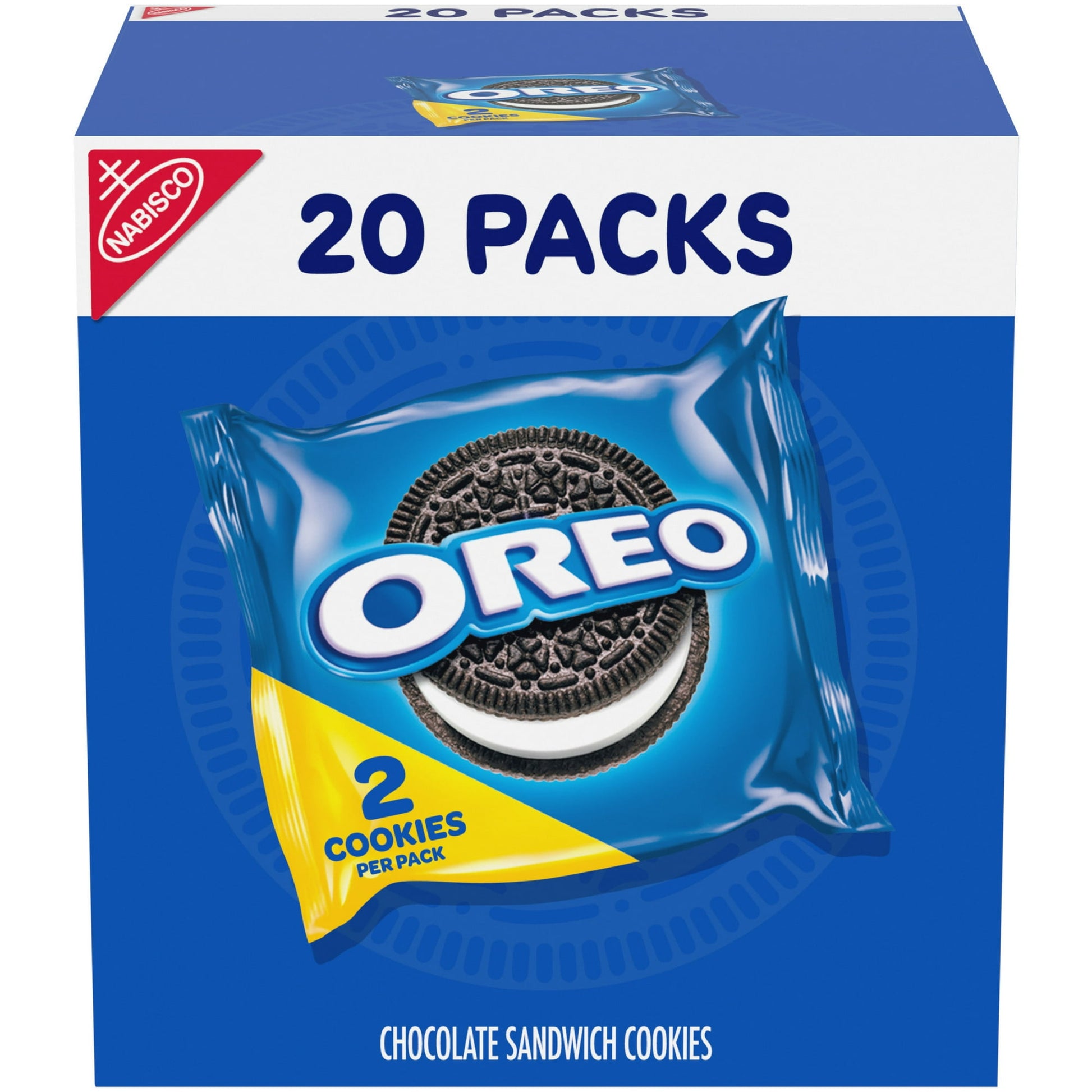 Take a delicious break with OREO Chocolate Sandwich Cookies, America's favorite sandwich cookie for over 100 years. Supremely dunkable, OREO cookies sandwich a rich creme filling between the bold taste of two chocolate wafers--making them milk's favorite cookie. These convenient cookie snack packs hold two chocolate cookies each, making them the perfect serving size for snacking or traveling.