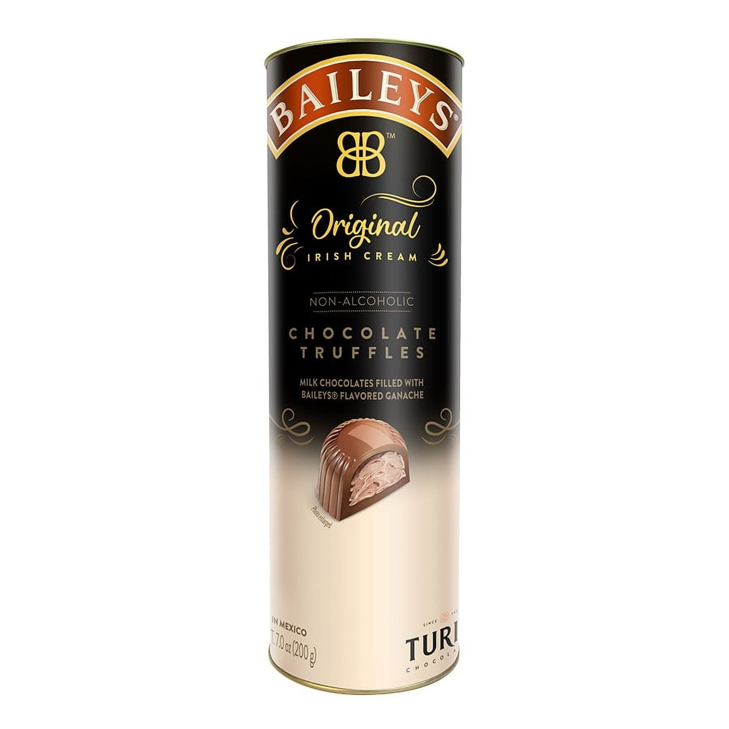 For years now, people all over the world have been falling in love with the luxurious taste of Baileys Original Irish Cream Liqueur and now there are even more ways to experience the flavor of Baileys by sampling Turin Baileys Milk Chocolate Truffles in a 7oz tubes. Combine the pleasurable fare of Turin's premium chocolates with the smooth taste of Baileys without alcohol, the blending of fresh Irish dairy cream, the finest spirits, and you unleash a truly indulgent taste experience. For decades, Turin Choc