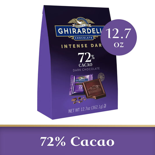 GHIRARDELLI INTENSE DARK Chocolate SQUARES are a truly satisfying treat. These dark chocolate SQUARES have a deep, rich dark chocolate flavor that's balanced with subtle notes of mocha, ripe blackberry, and succulent cherry. Enjoy them as an everyday treat, a simple yet indulgent chocolate candy delight. Share them at gatherings, or savor them as a perfect after-dinner treat with your favorite cup of coffee. GHIRARDELLI chocolate is made with high quality cocoa beans and other premium ingredients. GHIRARDEL